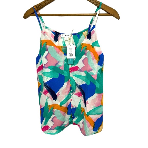 Multicolor Paint Brush Detail Sleeveless Top Cami Blouse Size Small Coastal Chic - Picture 8 of 10